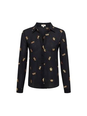 L’Agence Laurent Women's Blouse with Gold Crown Embroidered Accents